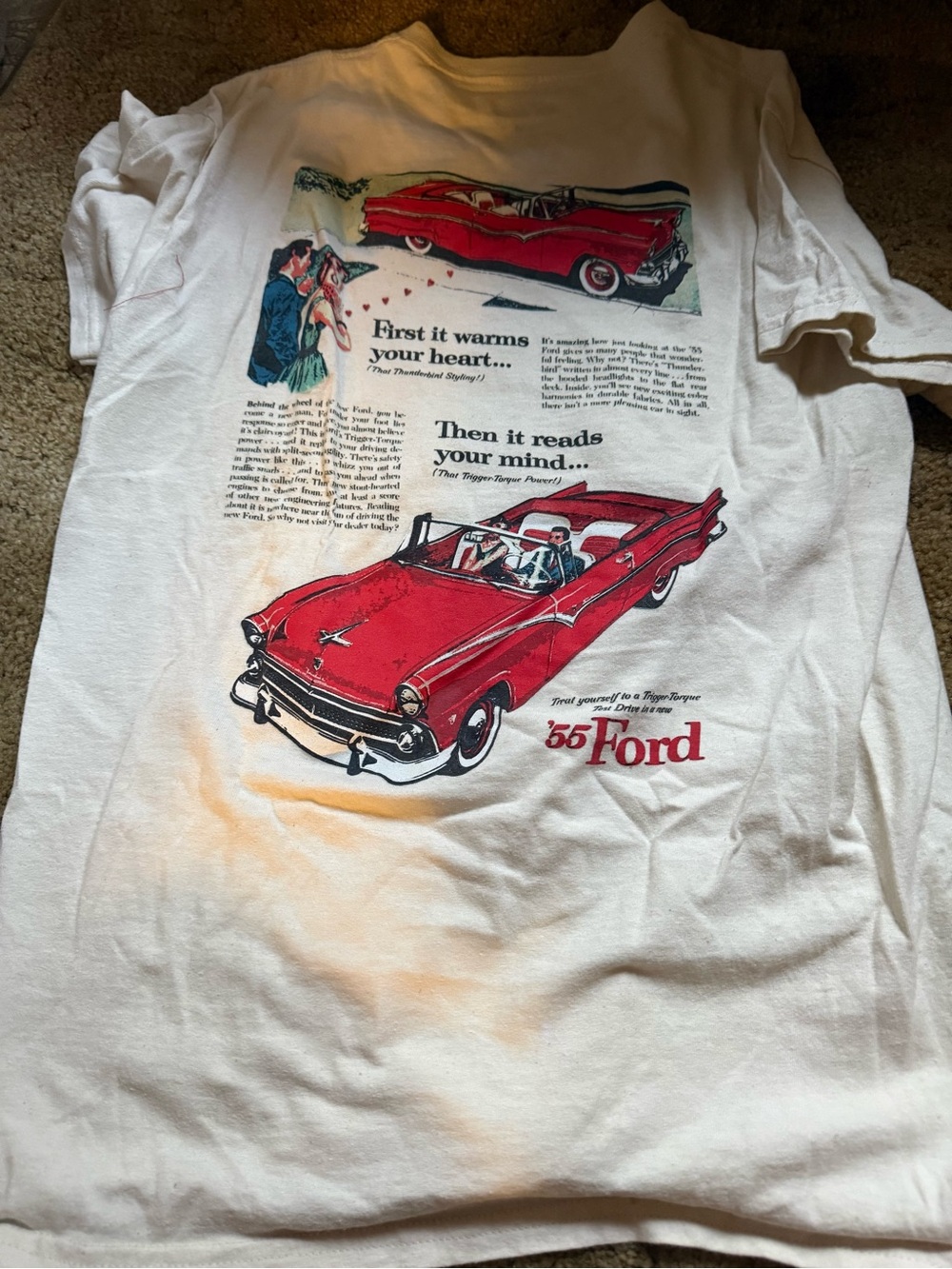 Ford White Short Sleeve Tee with Red Classic Car Graphic